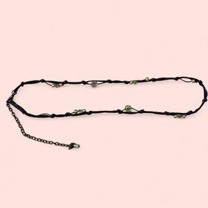 Black Beaded Y2K Belt with Adjustable Chain